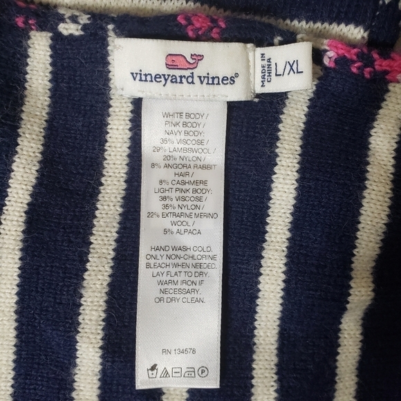 Vineyard Vines Wool/Angora/Cashmere Blend Fair Isle Stripe Reversible Scarf L/XL - Picture 4 of 5